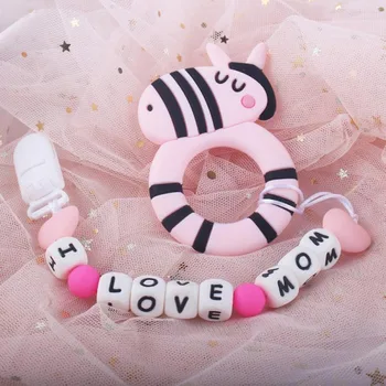 

1PC Baby Pacifier Clips Newborn Cartoon Teething Soother Chew Toy Dummy Clips Toddler Silicone Beads Crown Pacifier Chain Holder