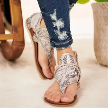 

New Women's Sandals 2020 Boho Style Leopard Print Ladies Flat Shoes Plus Size Dropshipping Female Casual Beach Sandals fgb56