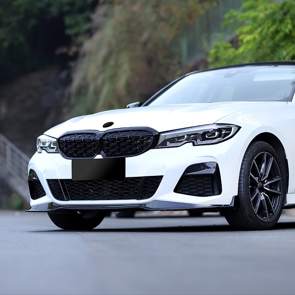 

For BMW 3 Series G20 2019-2020 ABS Black Exterior Color Front Bumper Lip Trunk Spoiler Protector 3Pcs Car Styling