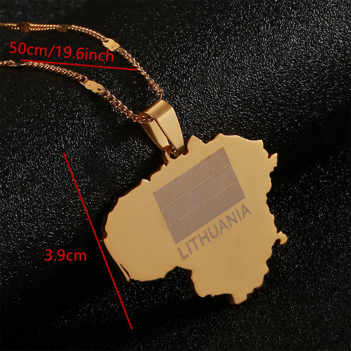 Stainless Steel Gold Color Lithuania Map Pendant Necklace Fashion Lietuvos Map Chain Jewelry 2