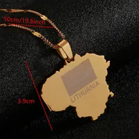 Stainless Steel Gold Color Lithuania Map Pendant Necklace Fashion Lietuvos Map Chain Jewelry 2