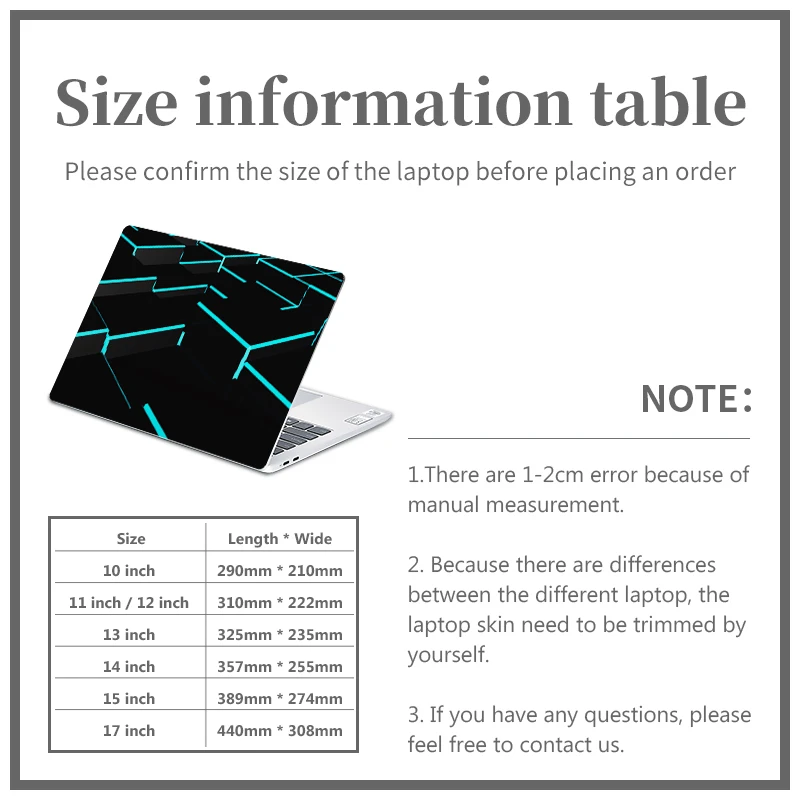 DIY Dark Geometry Style Laptop Skin Vinyl Stickers 11