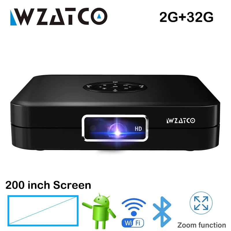WZATCO D1 DLP мини-проектор 2G + 32G Android 5G WiFi 200 дюймов Beamer 3LED смарт Карманный кинопроектор с поддержкой Full HD 1080P AC3