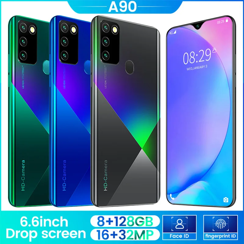 

Full Screen Smartphone 8G+128G 4 Core Android 9.0 Dual Camera 4G Finger Face ID Smart Mobile Cell Phone Handset Cheap Phone