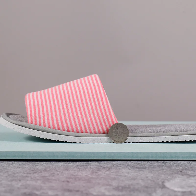 4-5Pairs Mix Colors Open Toe Cotton Slippers Men Women Hotel Disposable Slides Home Travel Hospitality Flats Footwear One Size