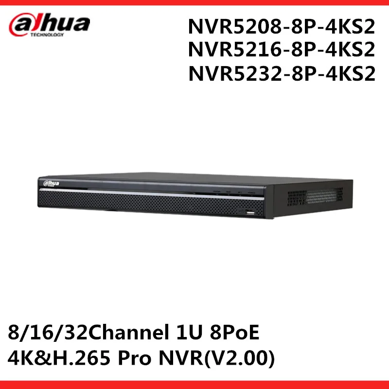 

Original dahua NVR5208/5216/5232-8P-4KS2 support 8PoE 4K&H.265 Pro Max 320Mbps Incoming Bandwidth