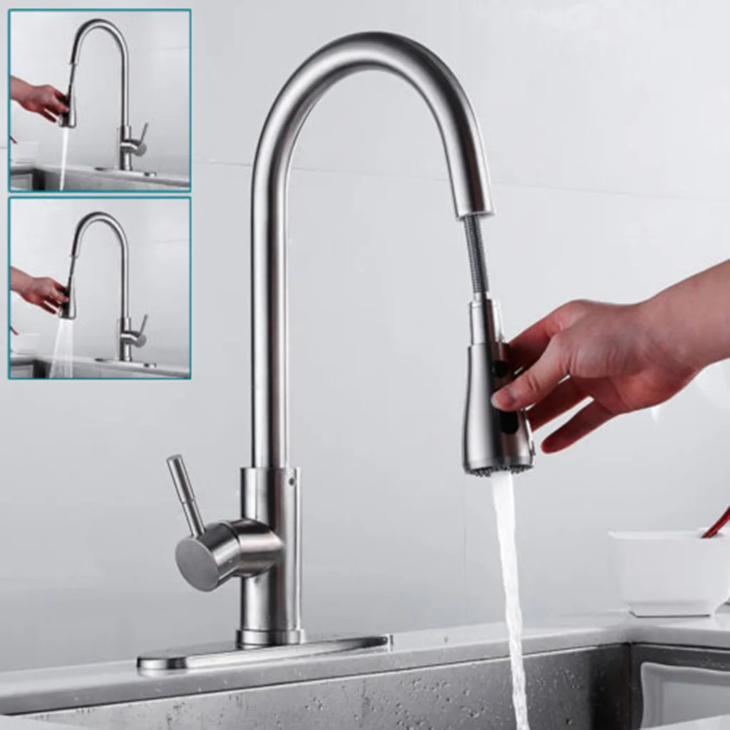 

Pull faucet Brushed Kitchen Faucet Pull Out Sprayer Single Hole Swivel Sink Mixer Tap Kitchen Pull faucet Water Saving faucet