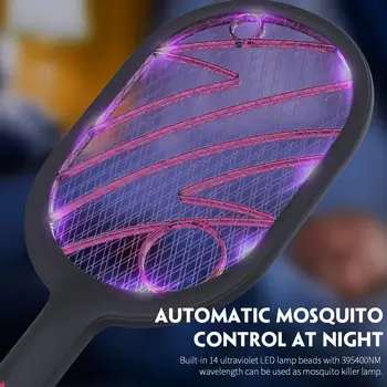 

Two Functions Mosquito Swatter USB Charging Insect Reject Trap Control Flyswatter Lithium Battery Electric Mosquito Swatter