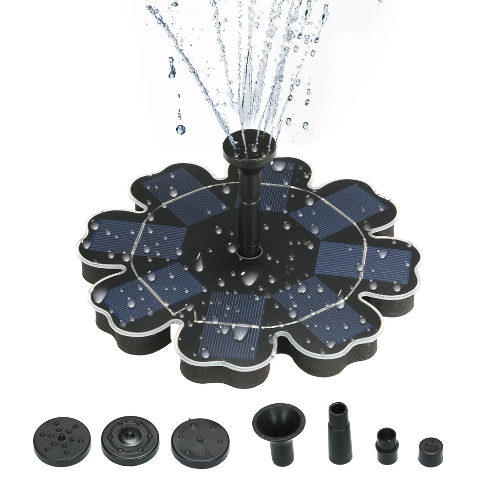 

195mm/7.68" Solar Power Fountain Flower-shape Solar Panel Energy-saving Water Pump for Garden Decoration Plants Watering Kit