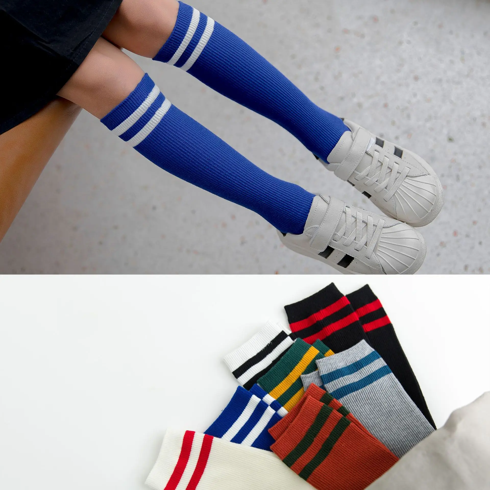

Korean-style College Style Tube Socks Men And Women Children Football Socks Spring New Style Combed Cotton Parallel Bars Childre