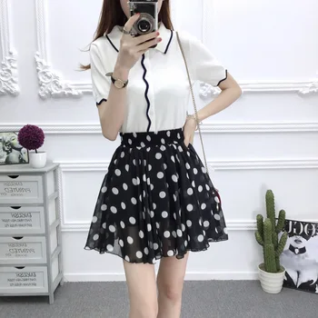 

Women Preppy Style High Waist Stitching Skirts Summer Student Pleated Skirt Women Cute Sweet Girls Dance Princess Skirt 2020