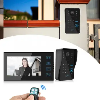 

7inch Video Doorphone 3 Monitors Password Card Night Vision Access System 100-240V Video Doorbell