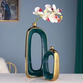 

CREATIVITY CERAMICS VASE CUTOUT ABSTRACT GOLDEN FLOWER ARRANGEMENT ACCESSORIES HOME DECORATION MODERN WEDDING FLOWER VASES
