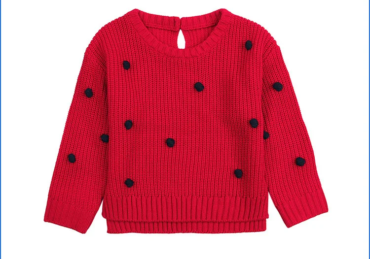 Свитера для новорожденных девочек; детская одежда; Осень-зима г.; вязаный джемпер в горошек с длинными рукавами для малышей; свитер для малышей; Pull Enfant Fille