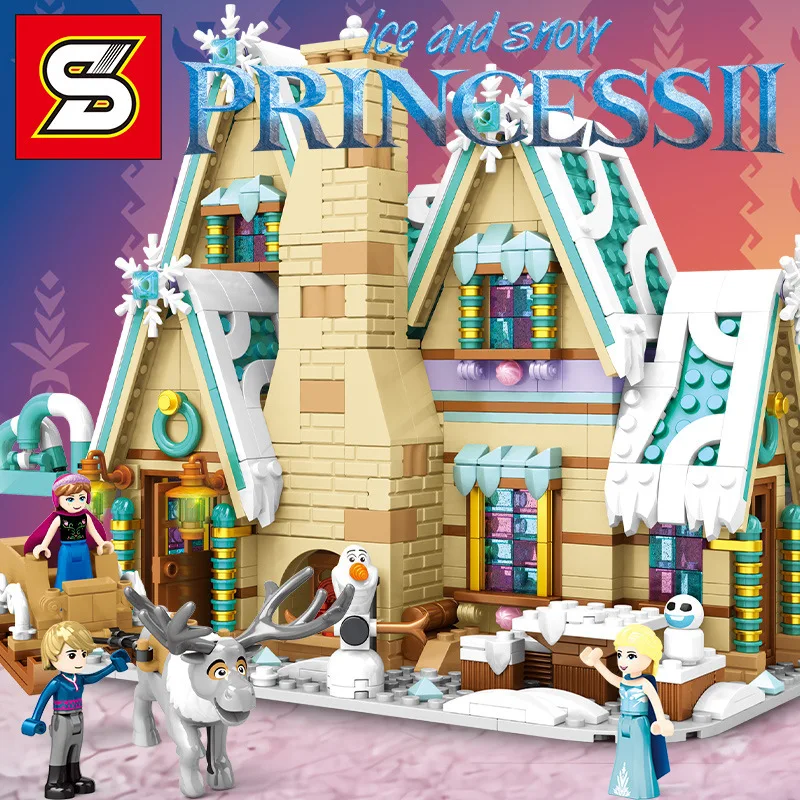 

1087pcs Snow Princess Palace Castle Building Blocks Gingerbread House Arendelle Castle Bricks Christmas Gift Girl Toy