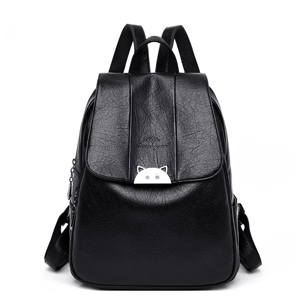 Boutique ladies travel backpack Multifunctional leather backpack Sac a Dos Student bag Women's Mochilas feminina shoulder bag - Цвет: Black