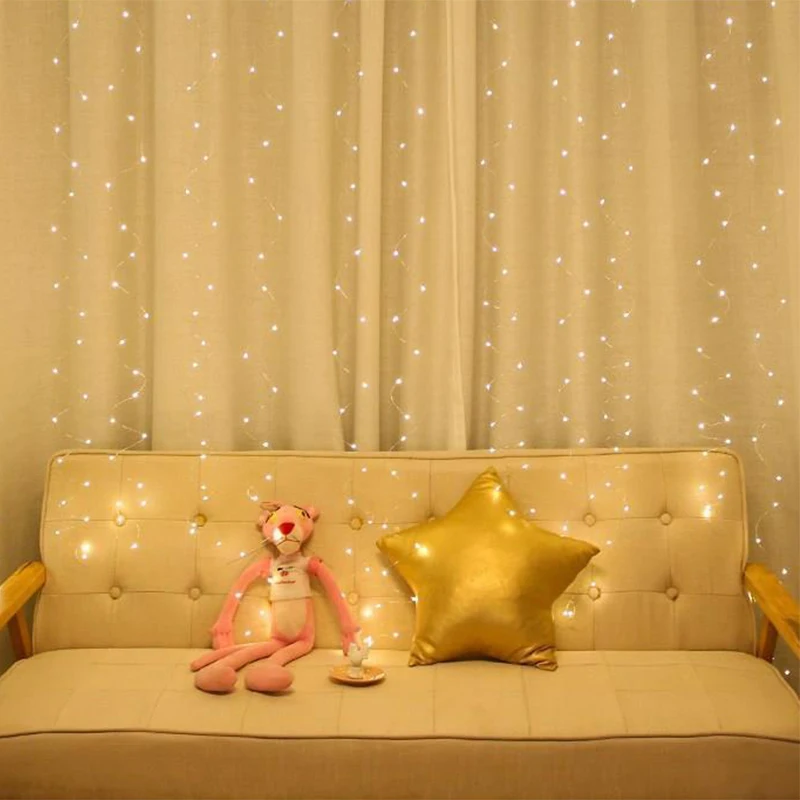 

3m LED Fairy Lights Garland Curtain Lamp Remote Control USB String Lights New Year Christmas Decorations for Home Bedroom Window