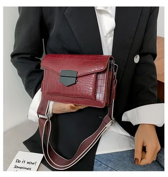 

2020 Luxury Crocodile Pattern Crossbody Bags for Women Broadband Messenger Bag PU Leather Handbags Shoulder Bag sac main femme