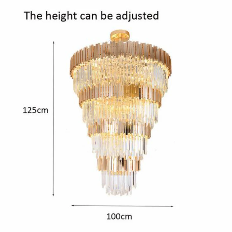 Современные роскошные круглые золотые хрустальные люстры лобби вилла украшения лампы - Цвет абажура: Dia 100cm H125cm