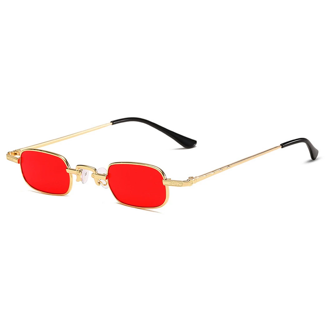 Gafas de sol rectangulares y pequeñas para hombre y mujer, lentes de sol con de Metal, estilo Hip Hop, marca de moda, color rojo y amarillo, Retro, 2020|De los hombres gafas