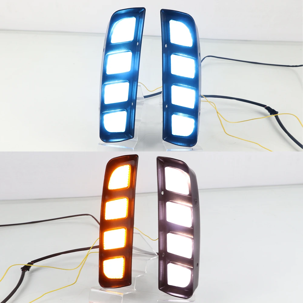 White Yellow Blue Автомобильные мигающие 1 пара DRL светодиодные дневные ходовые огни желтый указатель поворота ABS водонепроницаемый для Honda Civic Тип R - Цвет: White Yellow Blue