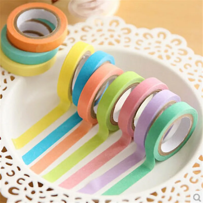 Липкий Бумага Радуга Washi 10 шт. клей малярный Скрапбукинг Декоративные Япония клейкие Ленты Плоская медная клейкая лента