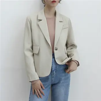 

Women's Blazer 2020 Spring New Casual Loose Suit Wild Short Suit Coat Female Fashion Black White Clothing Women Suit Jacket