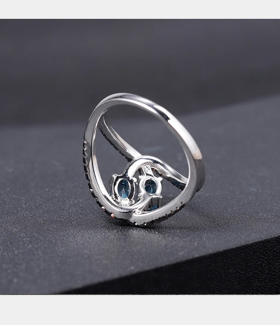 GEM'S BALLET 1.14Ct кольцо с натуральным лондонским голубым топазом, 925 пробы Серебряное кольцо с разрезом, кольца с драгоценным камнем для женщин, хорошее ювелирное изделие