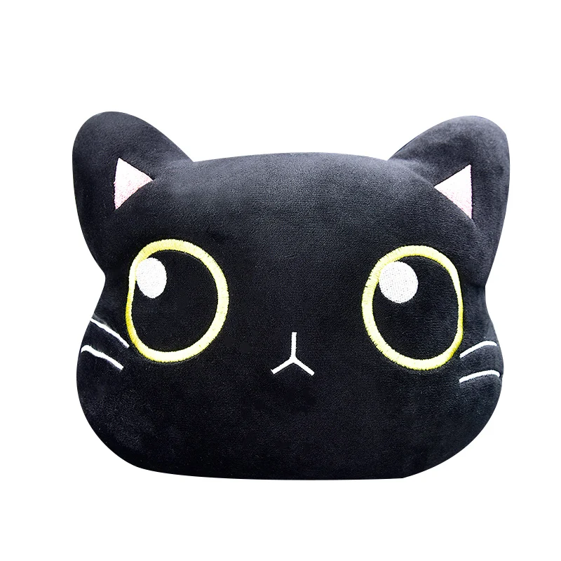 Cute Cat Car Neck Pillow Cartoon Cat Head Car Headrest Travel Cushion Seatbelt Shoulder Pads Covers Rearview Mirror Cover