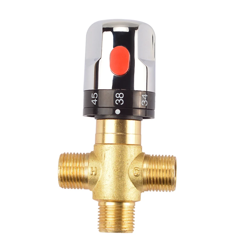 Online Válvula de mezcla termostática de latón grifo de baño Control de temperatura mezclador válvula termostática accesorios de mejora del hogar