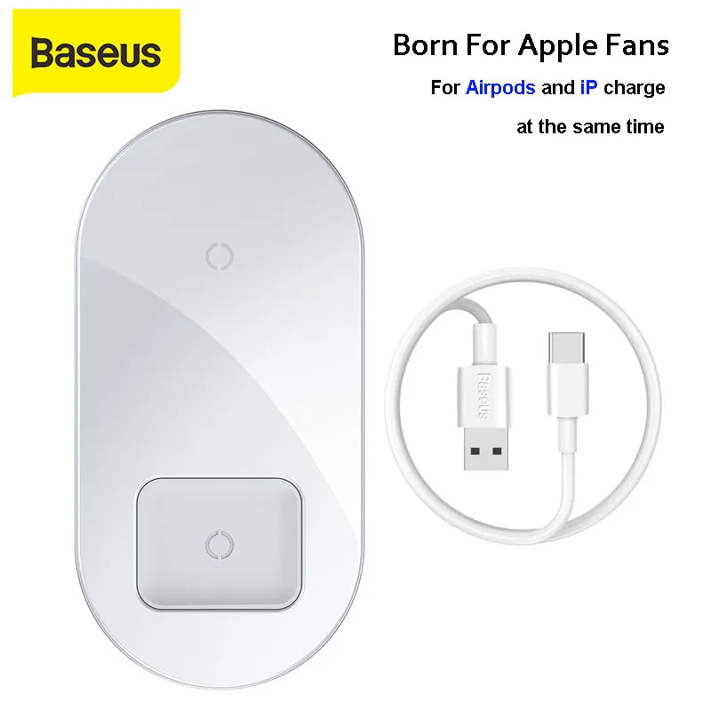Беспроводное зарядное устройство Baseus 2 в 1 QI для iPhone X XS Max XR Airpods Быстрая зарядка 3 0