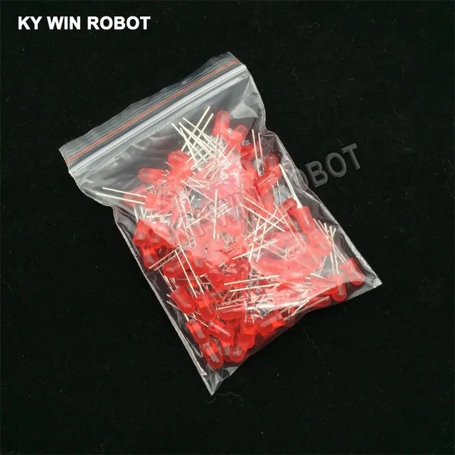 100pcs 5mm LED Diode 5 mm Assorted Kit White Green Red Blue Yellow Orange Pink Purple Warm white DIY Light Emitting Diode 100pcs Red