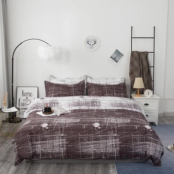 

Simple Bedding Set Brief Classic Duvet Cover Pillowcase Brown Bedlinen Single Queen King Size Bed Sets Home Textiles