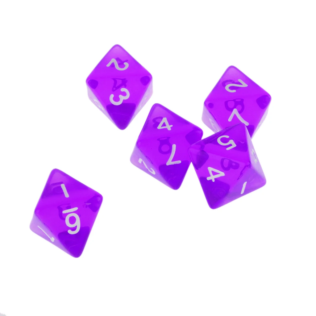 5 Pieces Gem Muti Sided Dices D8 Dice Set for D&D TRPG Role Playing Board Games Supplies