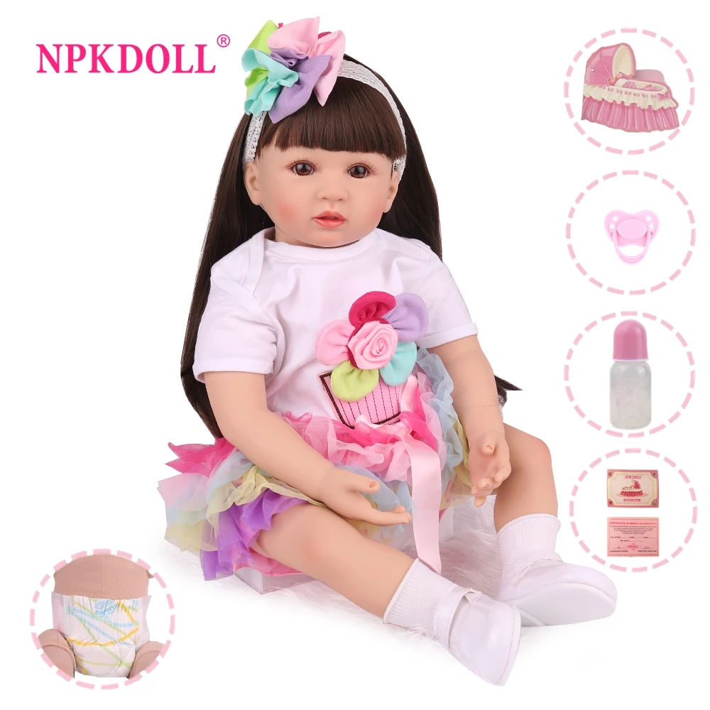 NPKDOLL boneca Кукла реборн игрушки силиконовые 24 дюйма reborn baby doll восхитительные реалистичные boneca reborn girl игрушки для детей