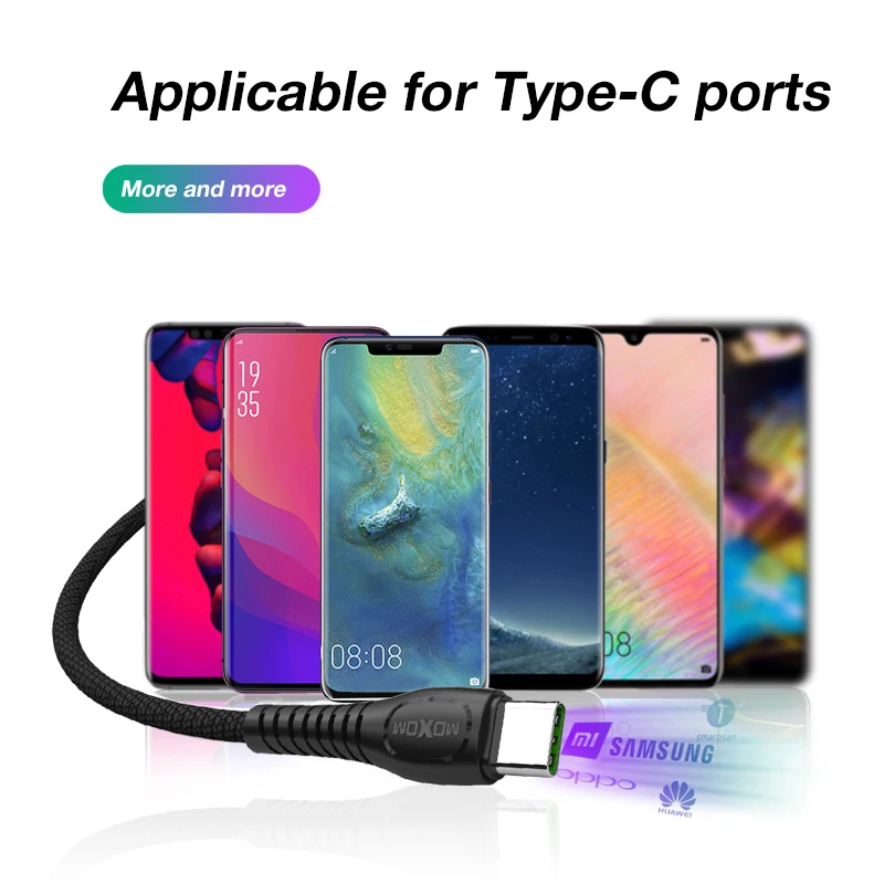 MOXOM 5A usb type C кабель для huawei mate 20 P30 P20 Pro Lite мобильный телефон USB C быстрое зарядное устройство Шнур USB-C кабель type-C