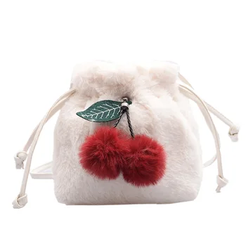 

Faux Fur Women Handbag Female New 2019 Tide Korean Drawstring Messenger Bag Fashion Cross Body Shoulder Bucket Bag