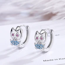 New Fashion Punk Night Owl Hoop Earrings For Women Colorful Crystal Small Huggies Creative Trendy Earring Piercing Accessories