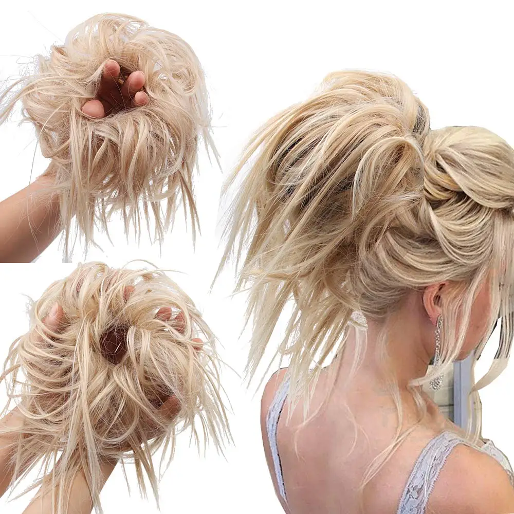 Good Value Bun-Pad Hair-Rope Chignon Rubber-Band Color-Hair Messy Elastic Synthetic Donut-Gary Brown RLwqe9aY3lE