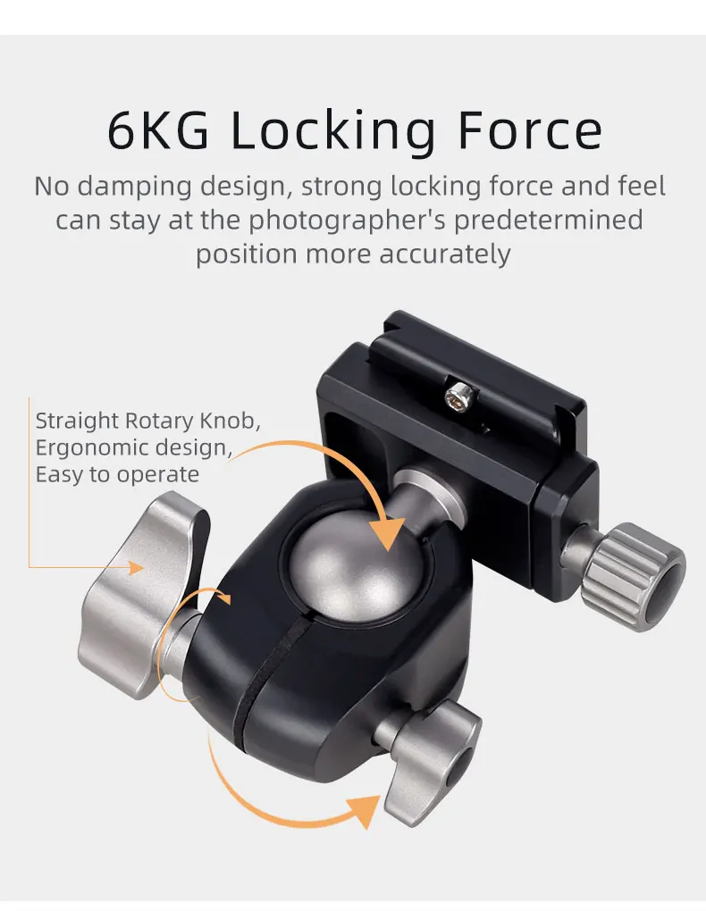 XILETU XG-25 Camera Panoramic Tripod Ball Head 360 Degree Quick Release Ballhead Mount Aluminum Alloy Ball Head With 1/4 Screw