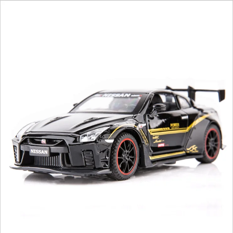 

132 Simulation GTR alloy car model children's acousto-optic return toy car birthday gift Racing car