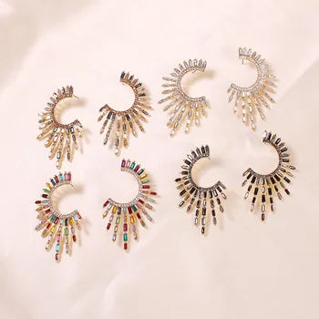 

Lalynnly Korean Rhinestone Dangling Earrings Crystal Drop Earrings Pendientes For Women Fashion Wedding Shiny Jewelry New E8122