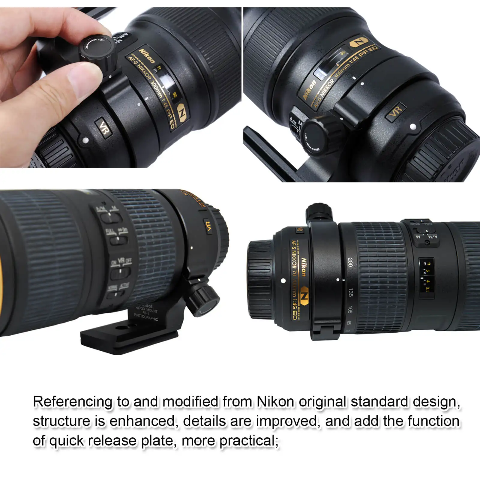 iShoot Improved 68mm Lens Collar Tripod Mount Ring for Nikon AF-S 300mm F//4E PF ED VR and Nikon AF-S 70-200mm F//4G ED VR Lens with ARCA-Swiss Fit Quick Release Plate for Arca Type Tripod Ball Head