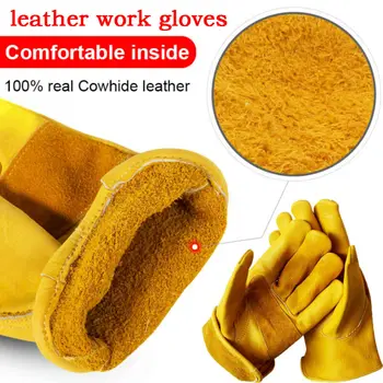 

Mechanics Driver Men Motorcycle Work Gloves Non-slip Wearable Safety Cowhide Welding Riding Protection Racing Garden Moto Gloves