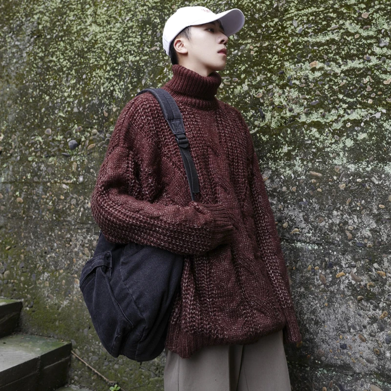 #Special Offers Winter Men's Thicken Turtleneck Cashmere Sweaters Clothes Solid Color Coats Woolen Pullover Casual Brand High-quality Knitting