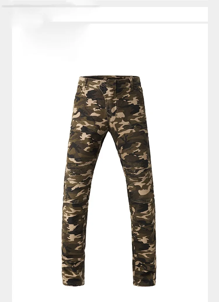 New Men's Motorcycle stylish Riding Protective Camouflage Jeans Biker slim casual pants - Цвет: Camouflage