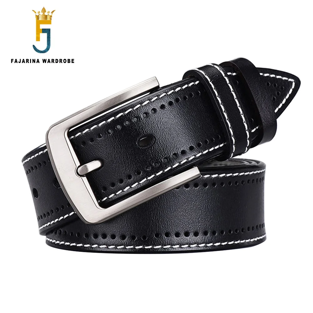 FAJARINA Unique Design Genuine Leather Belt Casual Styles Waistband Belts for Men Jeans 3.8cm Wide Apparel Accessories N17FJ834