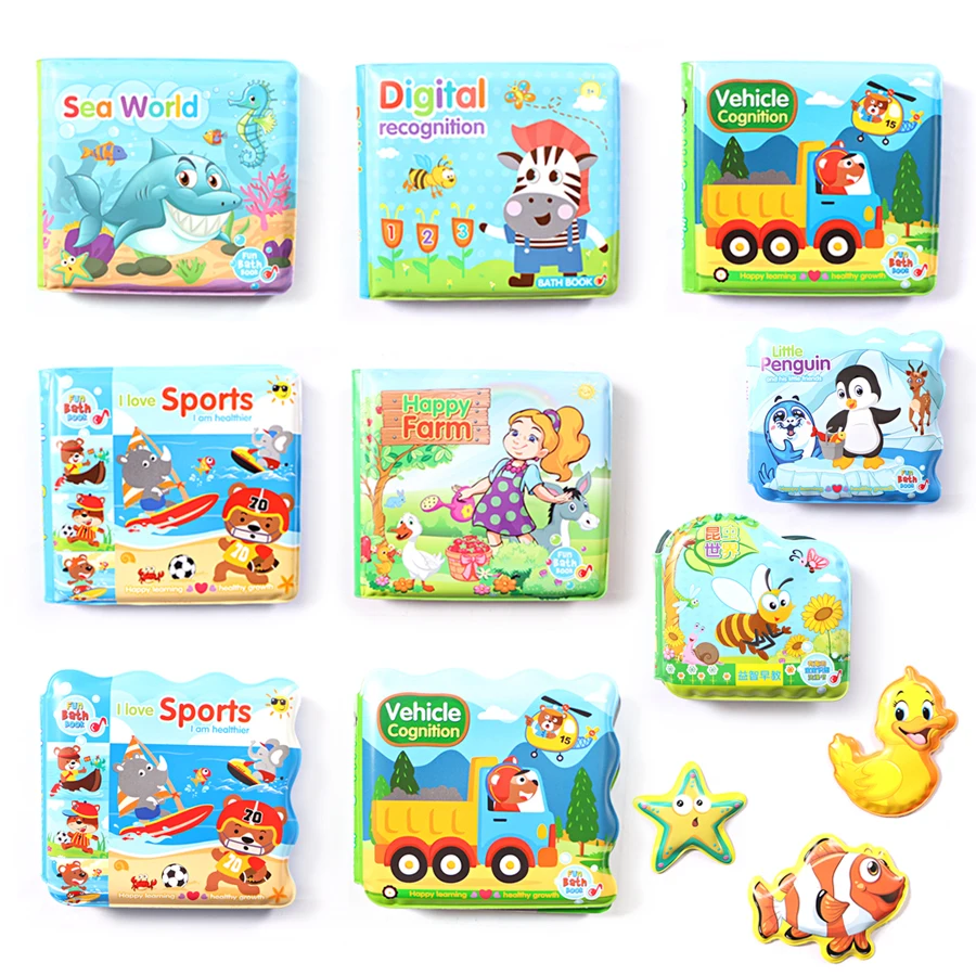 Baby Toys Bath Books With BB whistle Bathroom Waterproof Toy Water Bath Book For Baby Early Educational Swimming Bathing Toy images - 6