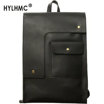 

Backpack Men's Leather Student School Bag Computer Bag Simple Travel Backpacks Leather Men Bag Large Capacity Personality Retro