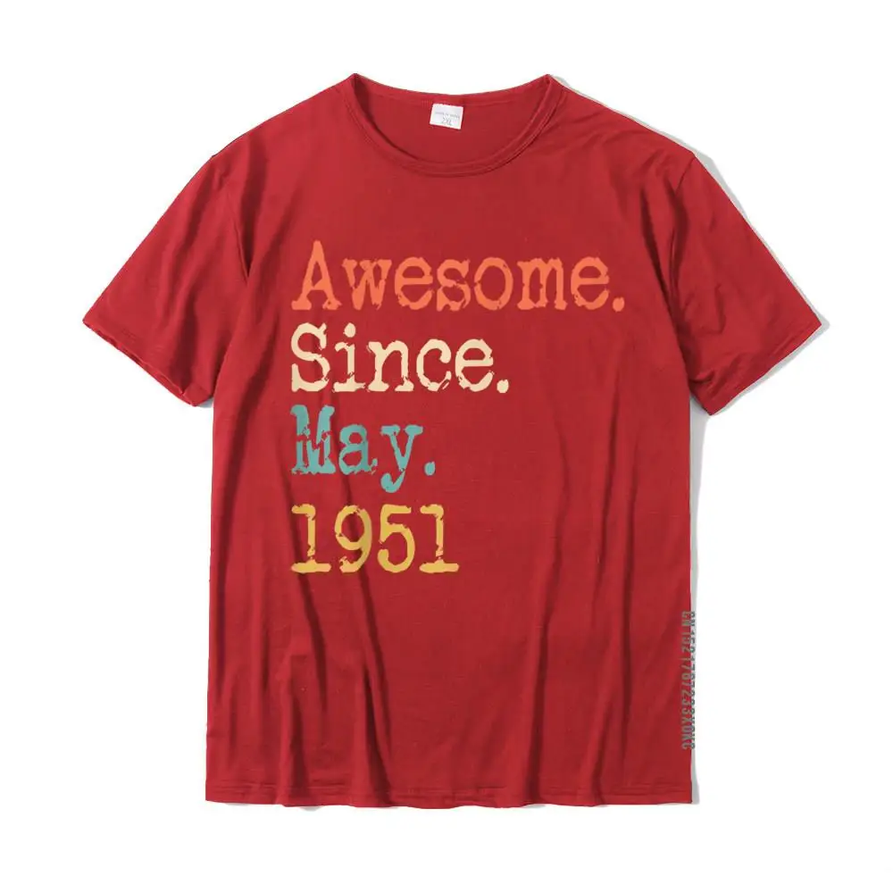 Casual Graphic Men's T-shirts O-Neck Short Sleeve Cotton Tees Cool T Shirt Wholesale Awesome Since May 1951 70th Birthday Gift Funny T-Shirt__MZ21599 red